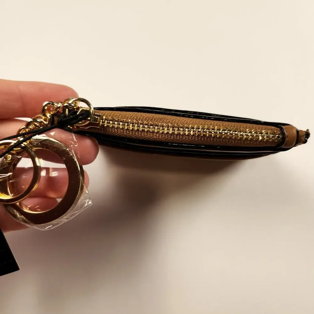 Victoria's Secret Brown Faux Leather Card Case Keychain Wallet VS Logo New - Picture 7 of 7